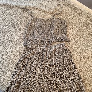 American eagle black and white cheetah two piece set. Top is S and skirt is XS.